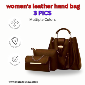 Stylish women's leather handbag set – elegant 3-piece set with tote bag, shoulder bag, and wallet, made from premium PU leather for a chic and versatile look."