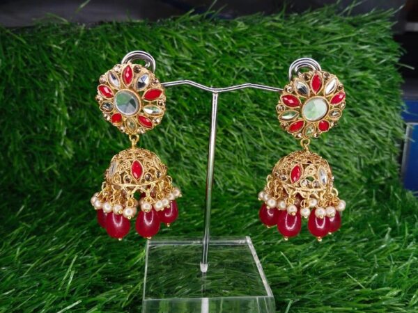 Fancy Gold Plated Kundan Bindiya Set-3 Pcs, Multicolor Stone Desing - Image 3