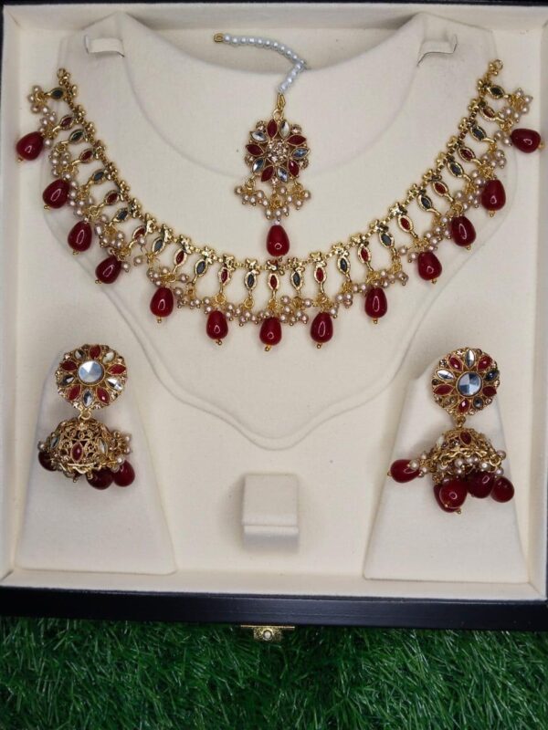 Fancy Gold Plated Kundan Bindiya Set-3 Pcs, Multicolor Stone Desing